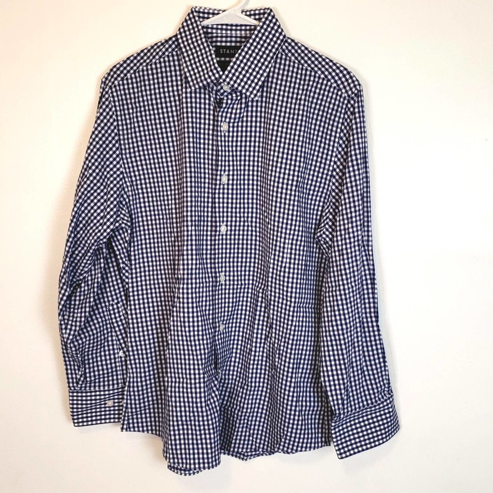Stantt Navy Checked Shirt Montgomery Fit